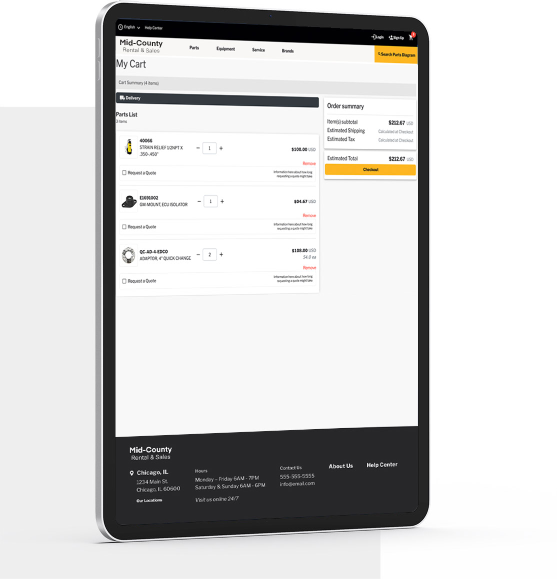 e-Commerce Store on tablet veritcal