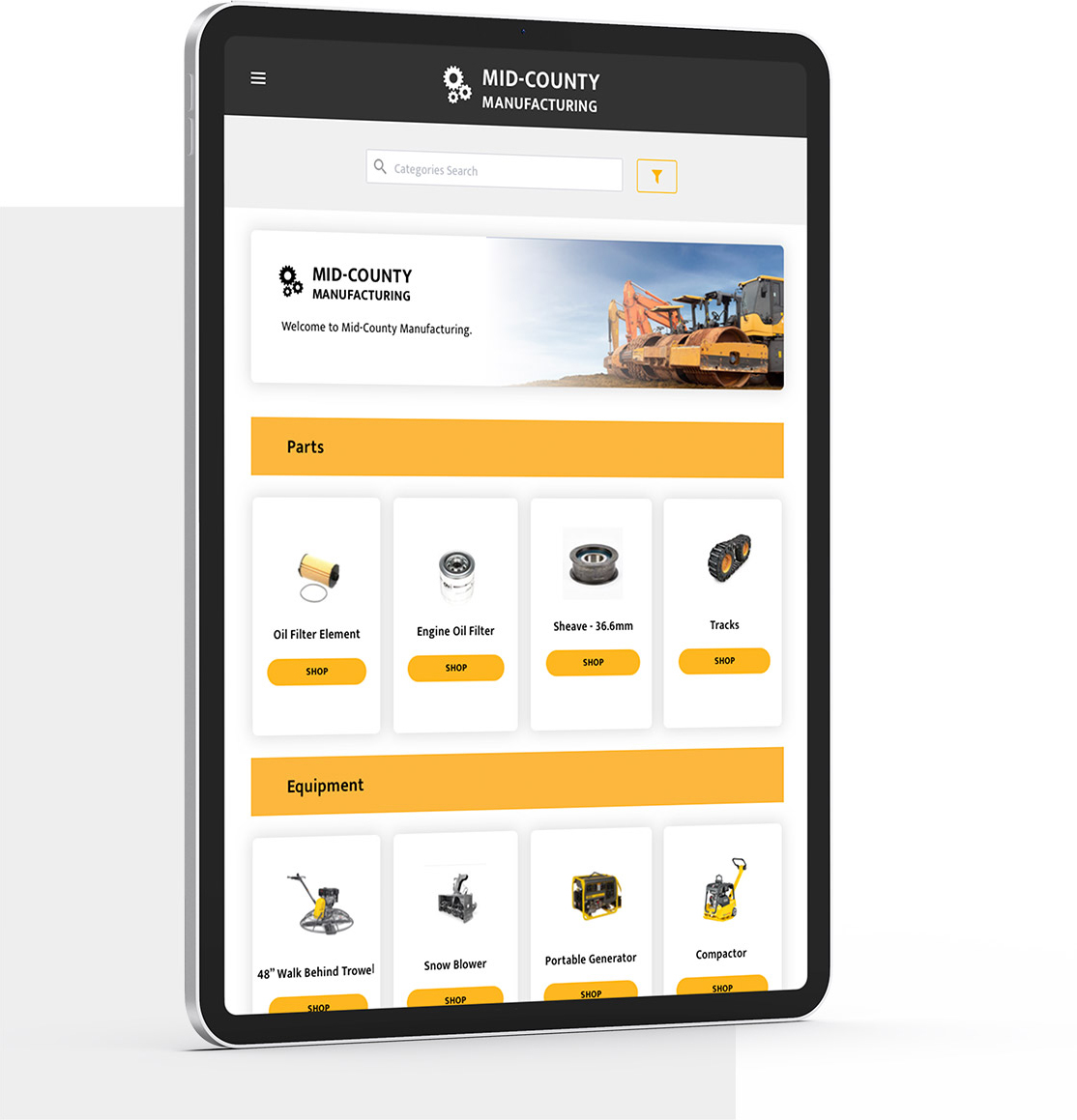 e-Commerce Support on tablet veritcal